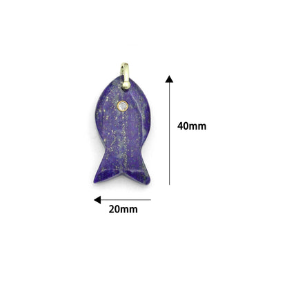 Naturul Gemstone Fish Charm Pendant, Sku#LY31