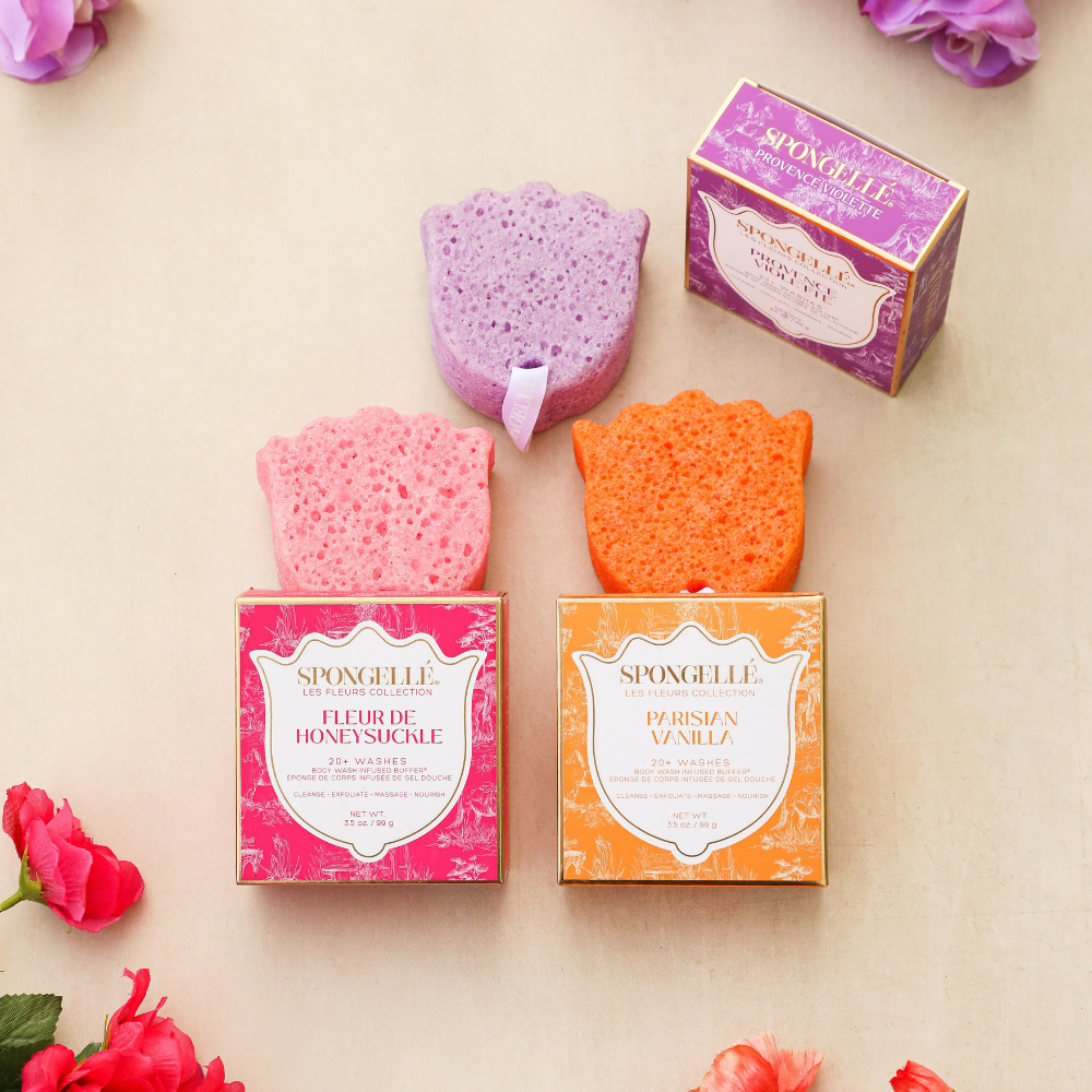 Les Fleurs Body Buffer Trio Set 2 Spongellé