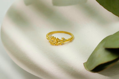 Eternal Bloom Birth Month Flower Ring with Sparkling CZ Diamond
