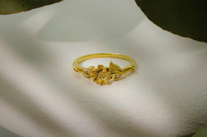 Eternal Bloom Birth Month Flower Ring with Sparkling CZ Diamond
