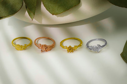 Eternal Bloom Birth Month Flower Ring with Sparkling CZ Diamond