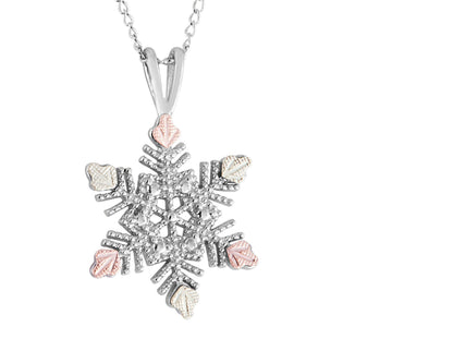 Snowflake - Sterling Silver Black Hills Gold Pendant