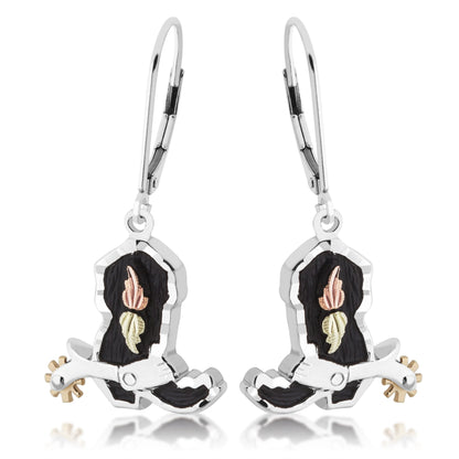 Cowboy Boot - Sterling Silver Black Hills Gold Earrings