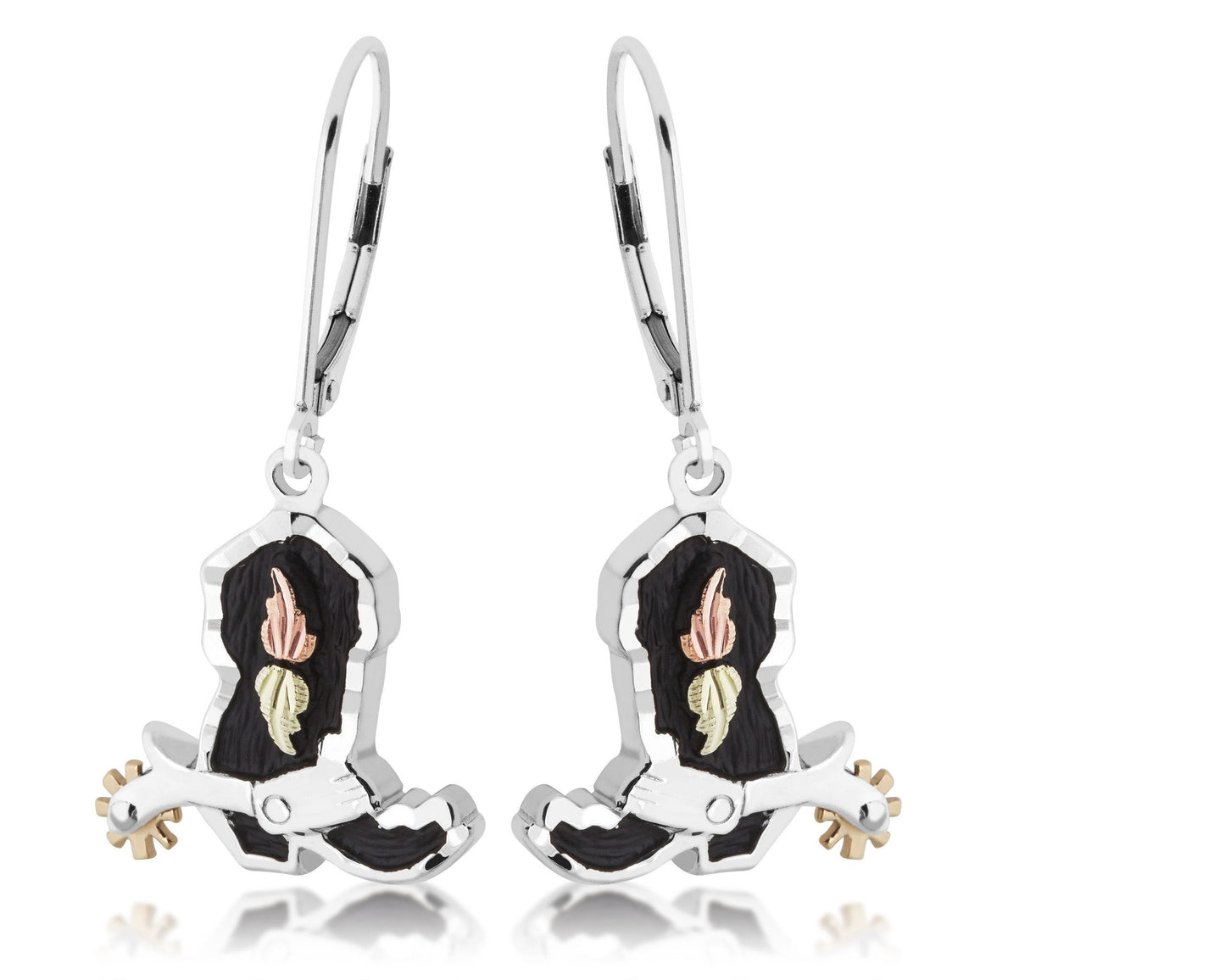 Cowboy Boot - Sterling Silver Black Hills Gold Earrings