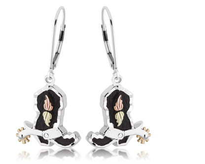 Cowboy Boot - Sterling Silver Black Hills Gold Earrings