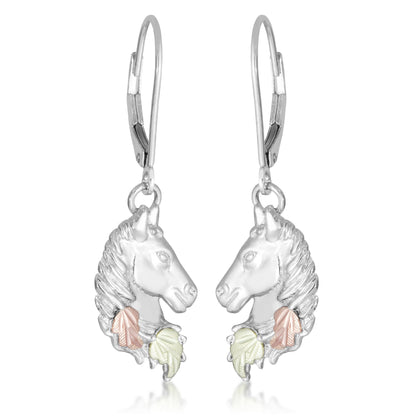 Horse - Sterling Silver Black Hills Gold Earrings
