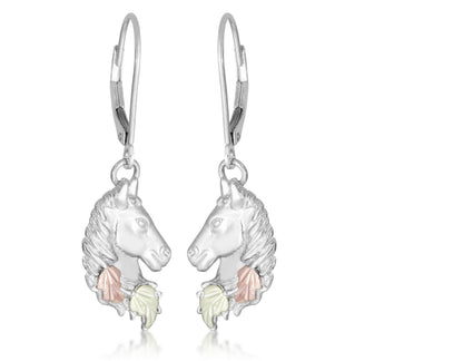 Horse - Sterling Silver Black Hills Gold Earrings