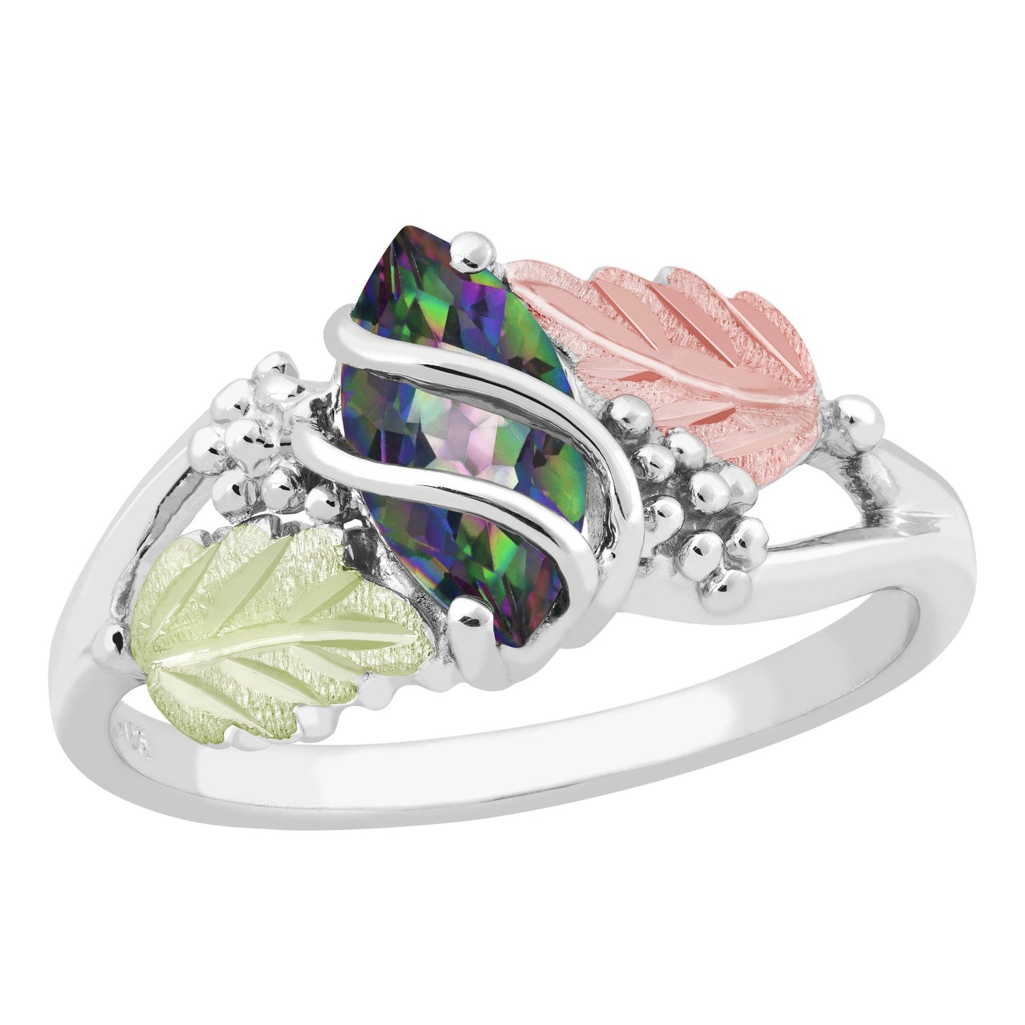 Brilliant Mystic Fire Topaz - Sterling Silver Black Hills Gold Ring