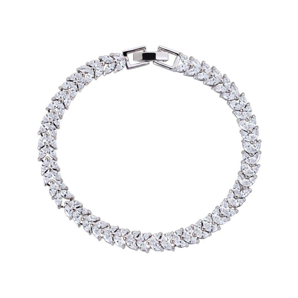 Marquise and Pear Cut Cubic Zirconia Tennis Bracelet White Diamond Cubic Zirconia