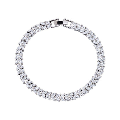 Marquise and Pear Cut Cubic Zirconia Tennis Bracelet White Diamond Cubic Zirconia