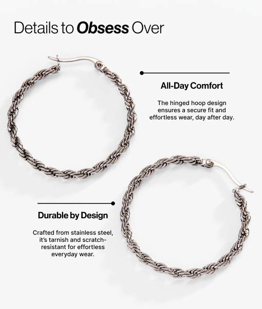 Frozen French Rope Hoop Earrings ALEX AND ANI