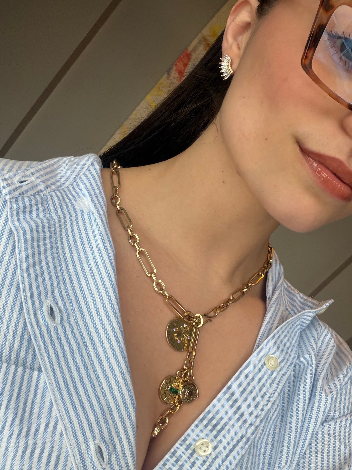 Petite Crystal Madeline Earrings Gold