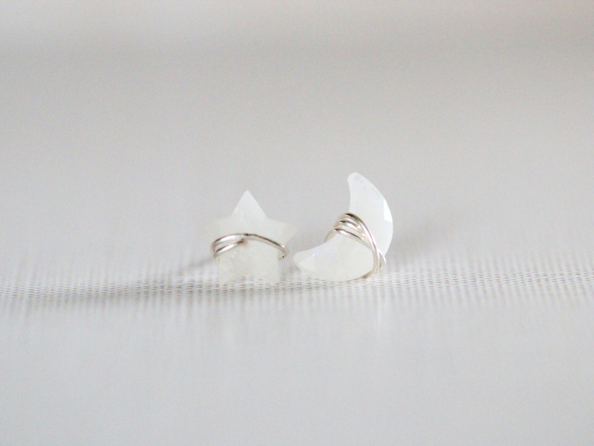 Moonbeam & Stardust Studs - Moonstone