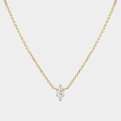 Moonbeam Dainty Cable Chain Necklace with Marquise-Cut Cubic Zirconia Pendant