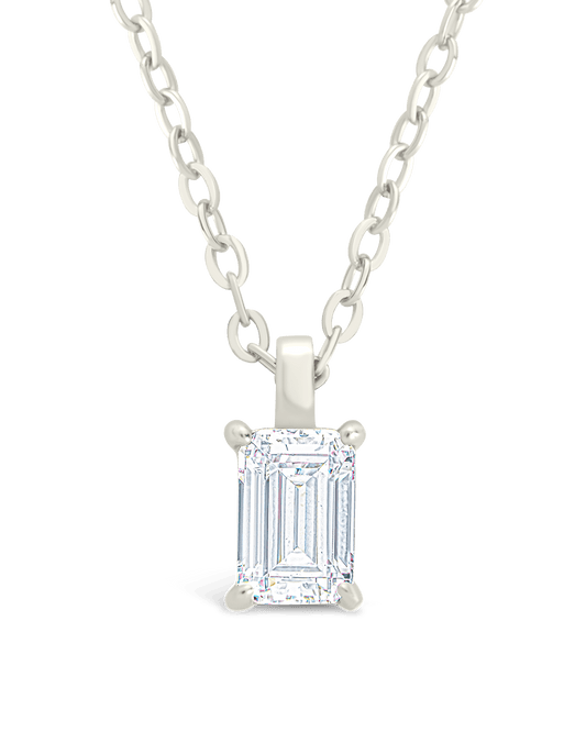 Sterling Silver Emerald Prong Set Pendant