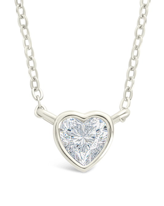 Sterling Silver Heart Bezel Set Pendant