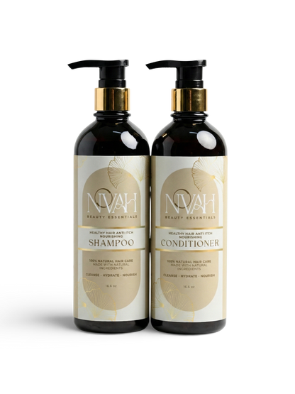 Healthy Hair Anti Itch Nourishing Shampoo and Conditioner Bundle Novah Beauty Essentials