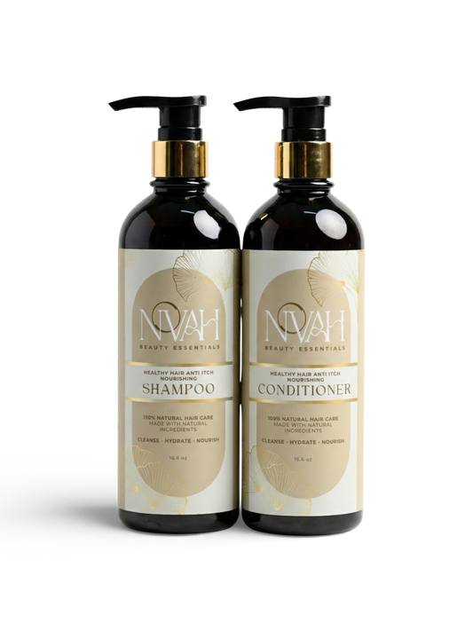 Healthy Hair Anti Itch Nourishing Shampoo and Conditioner Bundle Novah Beauty Essentials