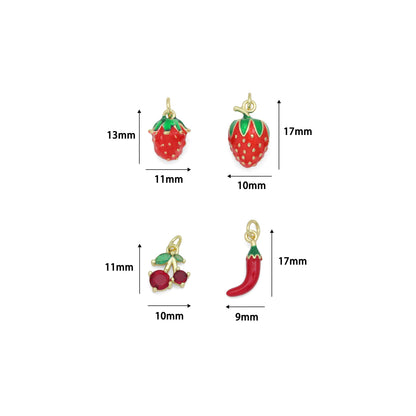Red Cherry Strawberry Chili Pendant charm, Sku#O133