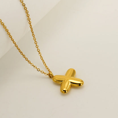 English Letter Necklace For Women Titanium Steel Bubble Glossy Finish Hausofjb