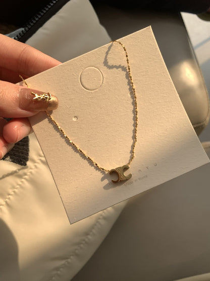 Women's Titanium Steel Clavicle Chain Necklace Square Cartoon Design Hausofjb