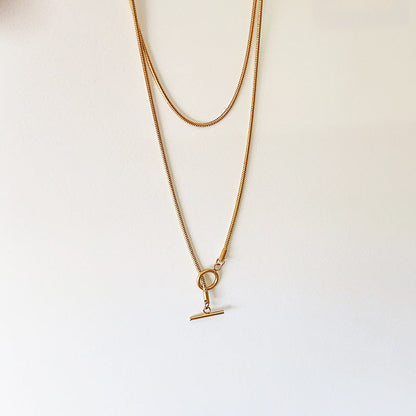Titanium Steel Snake Bones Chain Necklace With Line Buckle Design European Style Hausofjb
