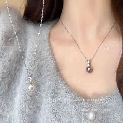 Womens Minimalist Pearl Design Clavicle Chain Necklace Premium Jewelry Hausofjb