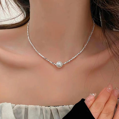 Sier High Sense Special Interest Hexagon Necklace Alloy Korean Style Hausofjb