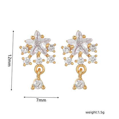 16 Pairs Pink Heart Stud Hoop Huggies Drop Earrings Set, 18K Gold Plated Stacking CZ & Pearl Designs, Planet Snowflake Moon Star | Cubic Zirconia