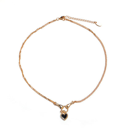 Malachite Electroplated Round Necklace Retro Fashion Jewelry Copper Zircon Hausofjb