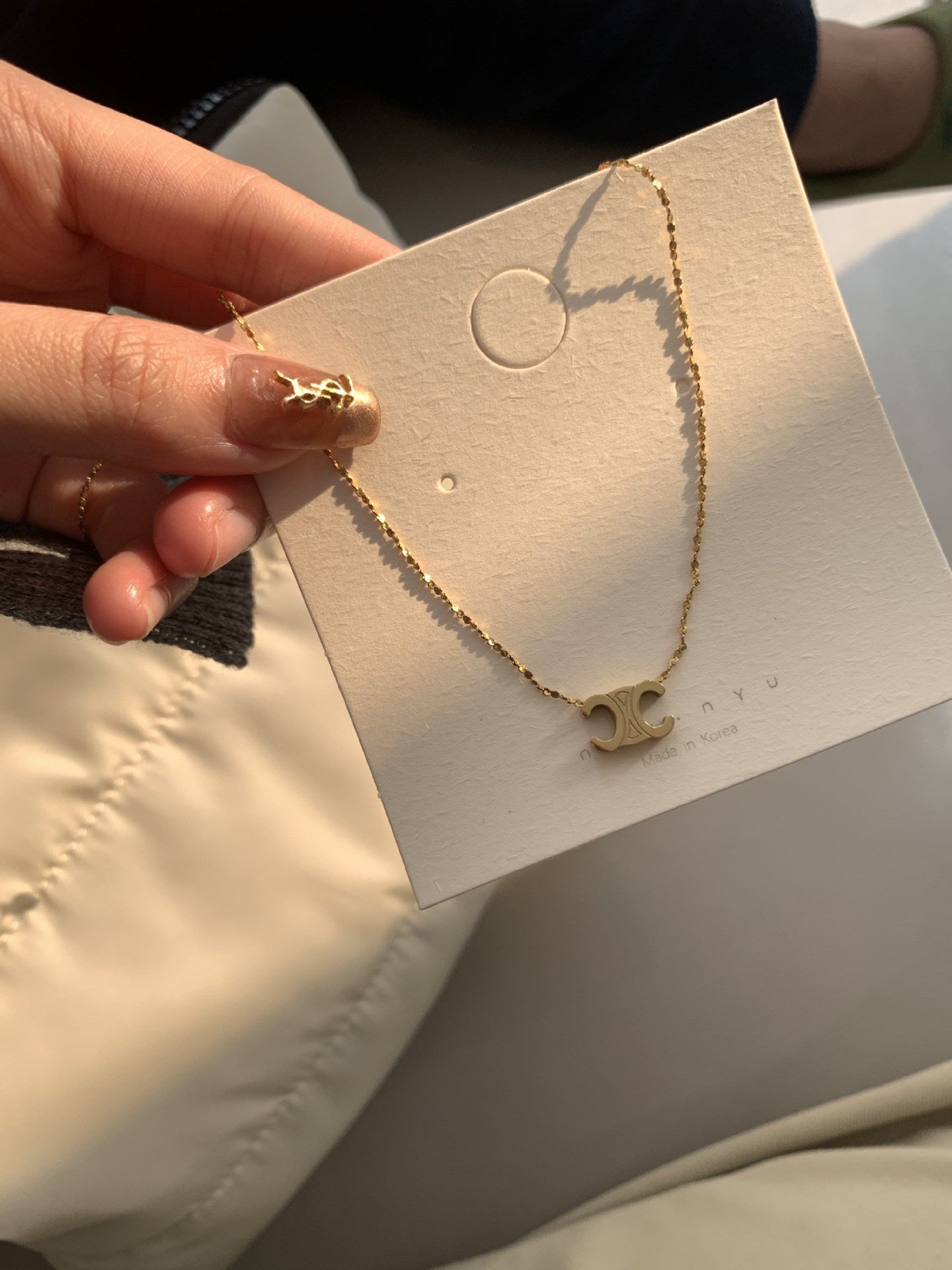 Women's Titanium Steel Clavicle Chain Necklace Square Cartoon Design Hausofjb