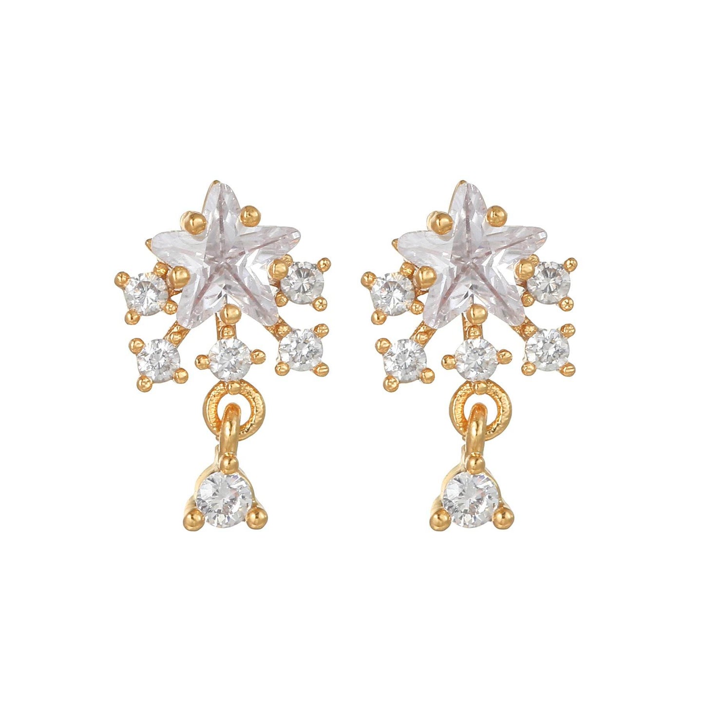 16 Pairs Pink Heart Stud Hoop Huggies Drop Earrings Set, 18K Gold Plated Stacking CZ & Pearl Designs, Planet Snowflake Moon Star | Cubic Zirconia