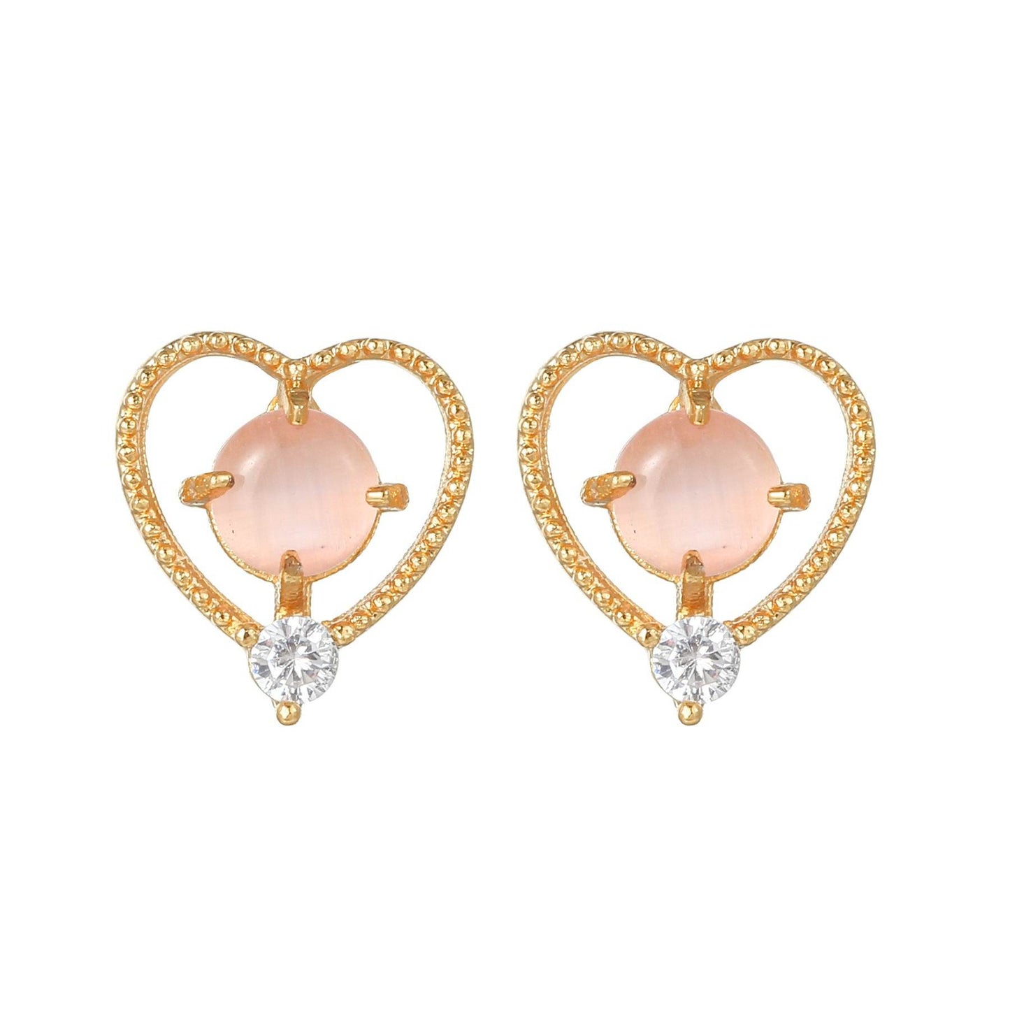 16 Pairs Pink Heart Stud Hoop Huggies Drop Earrings Set, 18K Gold Plated Stacking CZ & Pearl Designs, Planet Snowflake Moon Star | Cubic Zirconia