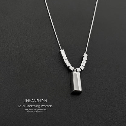 Unisex Square Sier Brick Snake Bone Necklace Titanium Steel Korean Japanese Hausofjb