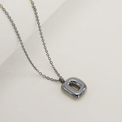 English Letter Necklace For Women Titanium Steel Bubble Glossy Finish Hausofjb