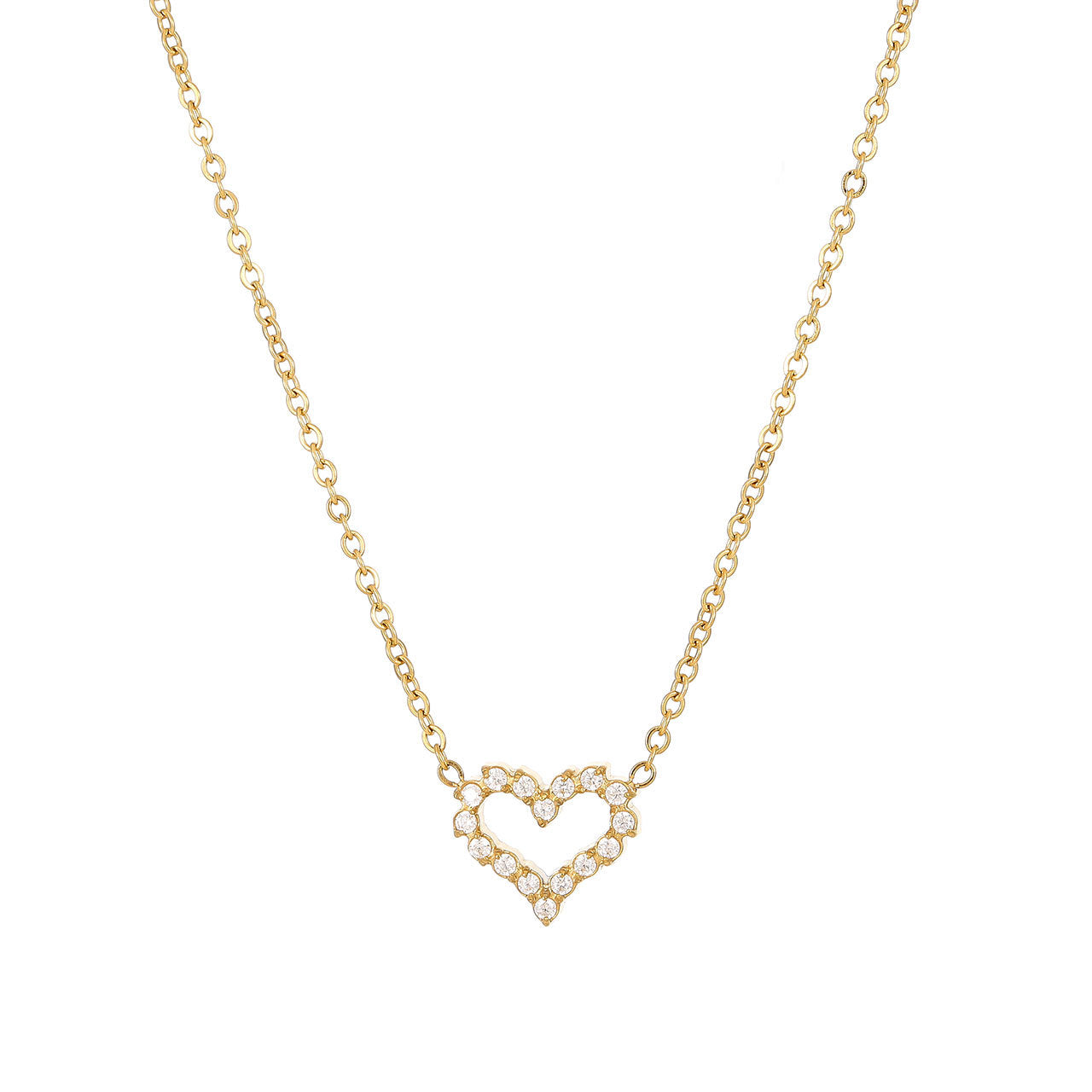Hollow Heart Collarbone Necklace Titanium Steel Gold Plated Hausofjb