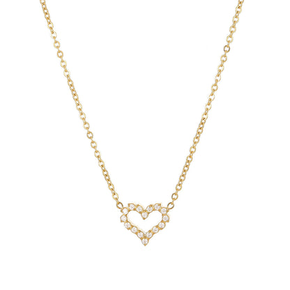 Hollow Heart Collarbone Necklace Titanium Steel Gold Plated Hausofjb