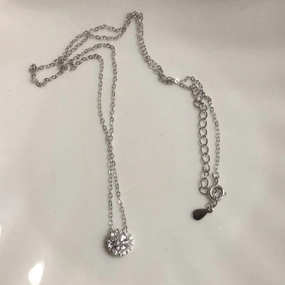Womens Sterling Silver Diamond Inlaid Round Necklaces Luxury Jewelry Hausofjb
