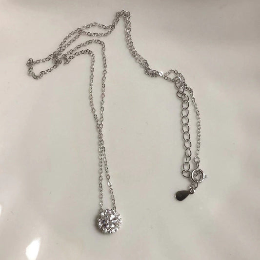 Womens Sterling Silver Diamond Inlaid Round Necklaces Luxury Jewelry Hausofjb