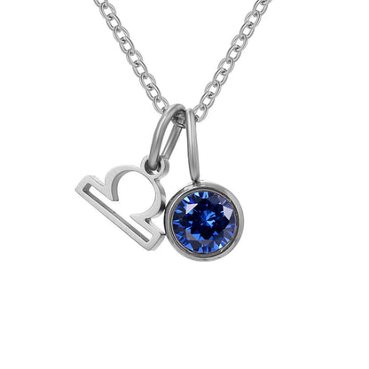 Birthstone Constellation Pendant Necklace For Women Titanium Steel Hausofjb