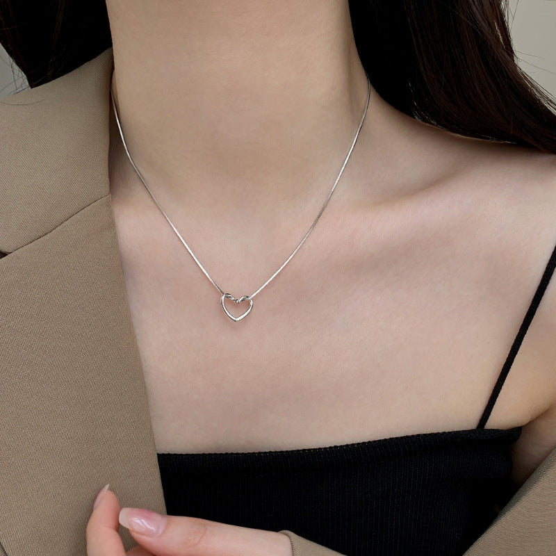 Women's Titanium Steel Love Heart Necklace Simple Light Luxury Jewelry Hausofjb