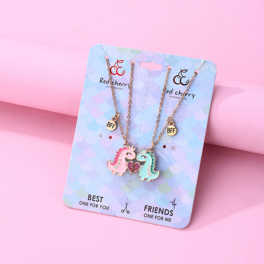 Crown Small Dinosaur Alloy Magnetic Necklace Unisex Love Pendant Hausofjb