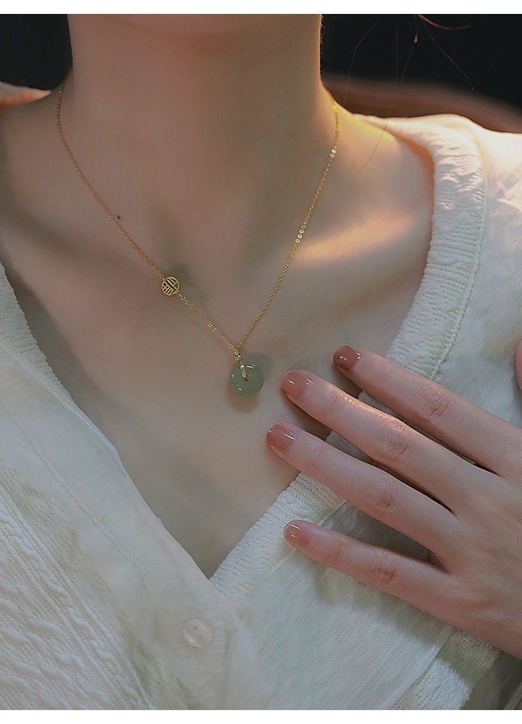 Jade Collarbone Chain Necklace Women Summer Geometric Korean Style Hausofjb