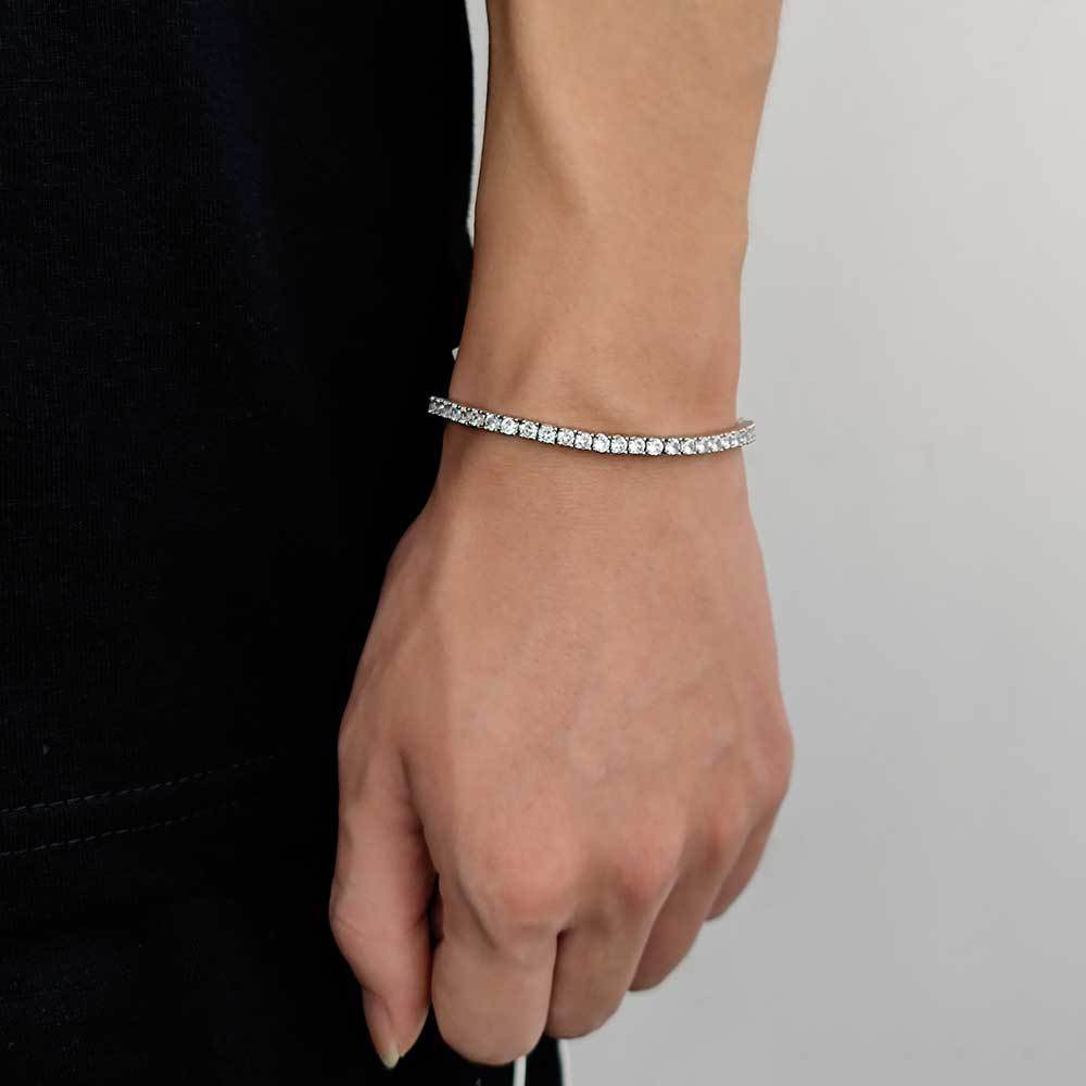 Hip Hop Iced Out Tennis Chain Bracelet, 18K Gold & White Gold Plated, 3–6mm CZ Iced Out Bling Jewelry