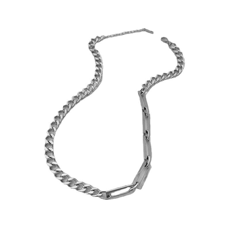 Womens Titanium Steel Stitching Chain Necklace Hip Hop Style Jewelry Hausofjb