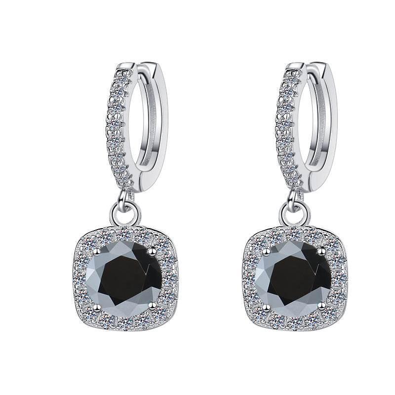 S925 Colorful Moissanite Halo Earrings with Pavé-Set Halo & Hoop, VVS1 Certified, 12 Vibrant Colors , Sterling Silver