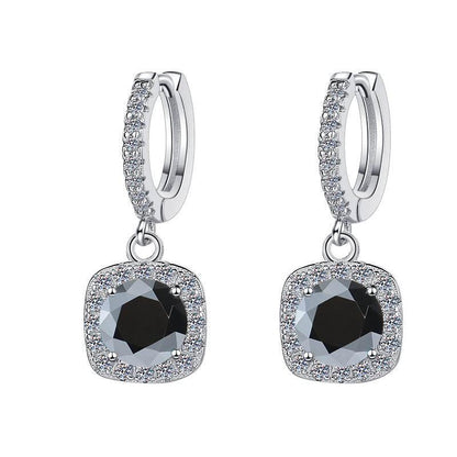 S925 Colorful Moissanite Halo Earrings with Pavé-Set Halo & Hoop, VVS1 Certified, 12 Vibrant Colors , Sterling Silver
