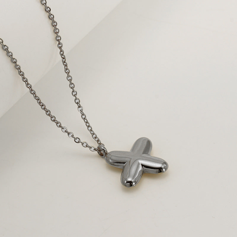 English Letter Necklace For Women Titanium Steel Bubble Glossy Finish Hausofjb
