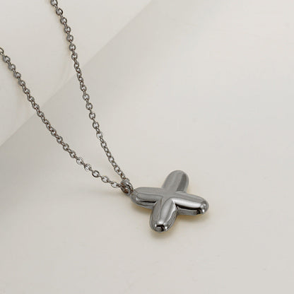 English Letter Necklace For Women Titanium Steel Bubble Glossy Finish Hausofjb