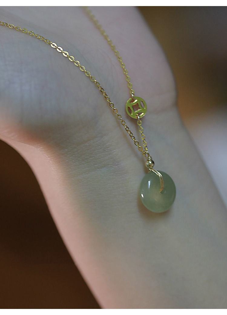 Jade Collarbone Chain Necklace Women Summer Geometric Korean Style Hausofjb